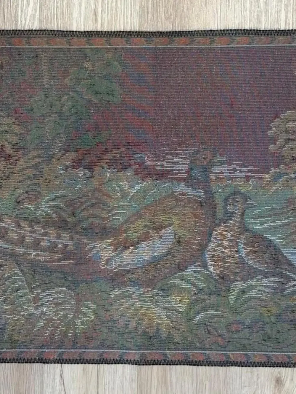 Vintage Pheasant Tapestry Made In Italy Great Shape 38x19” Velvet